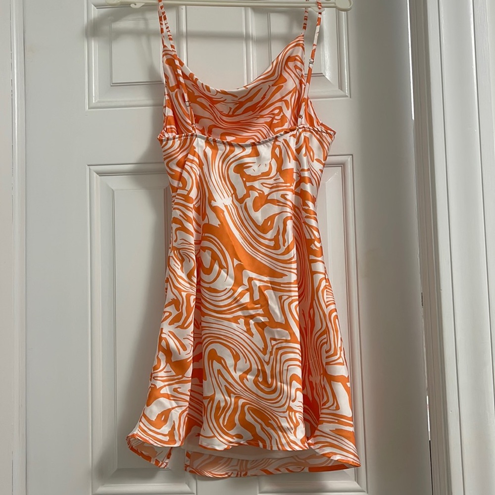 y2k style orange and white print slip dress - Picture 2 of 4